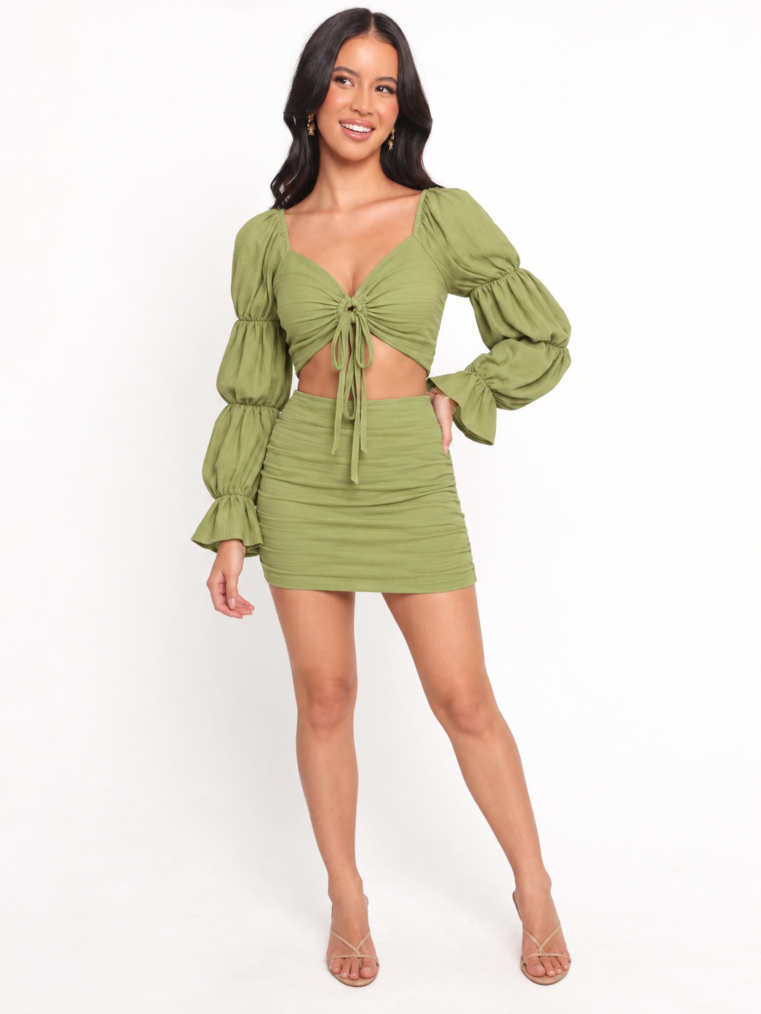 Ruched Crop Top & Mini Skirt Set