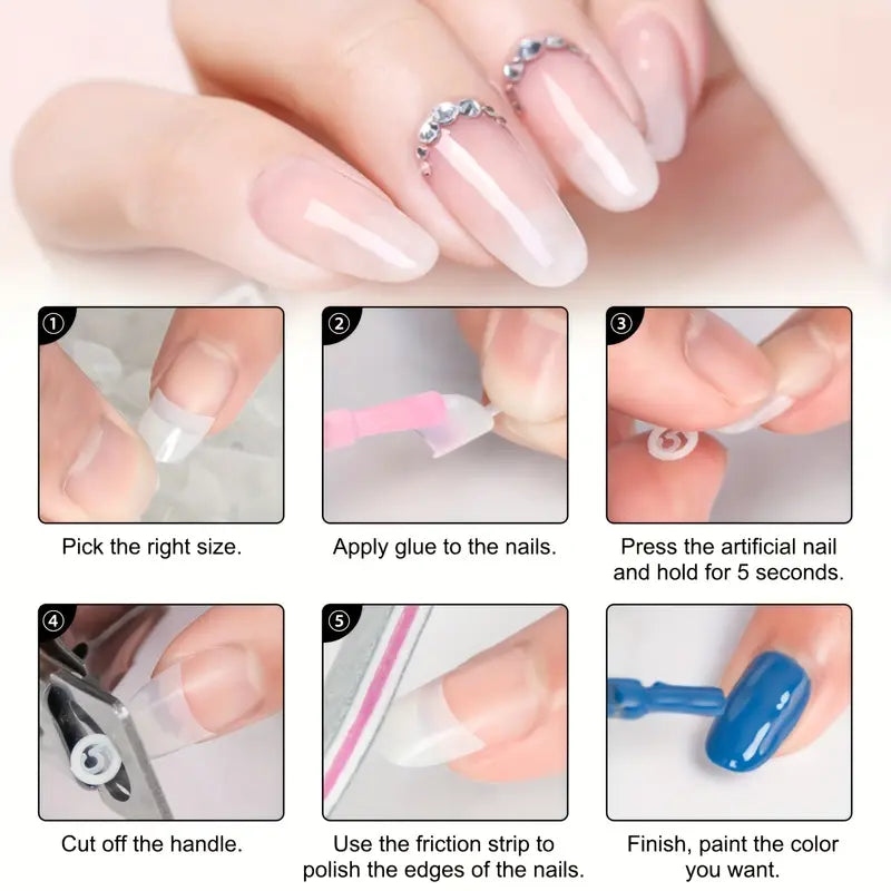 100pc Soft Gel Nail Tips – Full Cover Clear Extension Kit 1-10