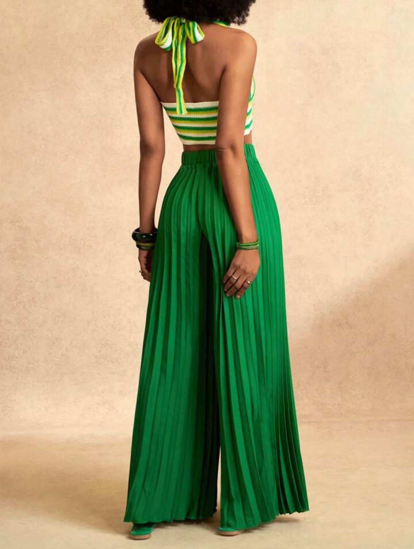 High Waist Pleated Wide Leg Pant