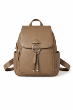Classic Ring Detail PU Leather Backpack 8B055#