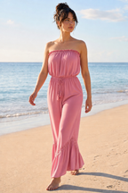 Women’s Strapless Wide Leg Jumpsuit
