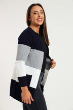 Women's Long Sleeve Colour Block Cardigan