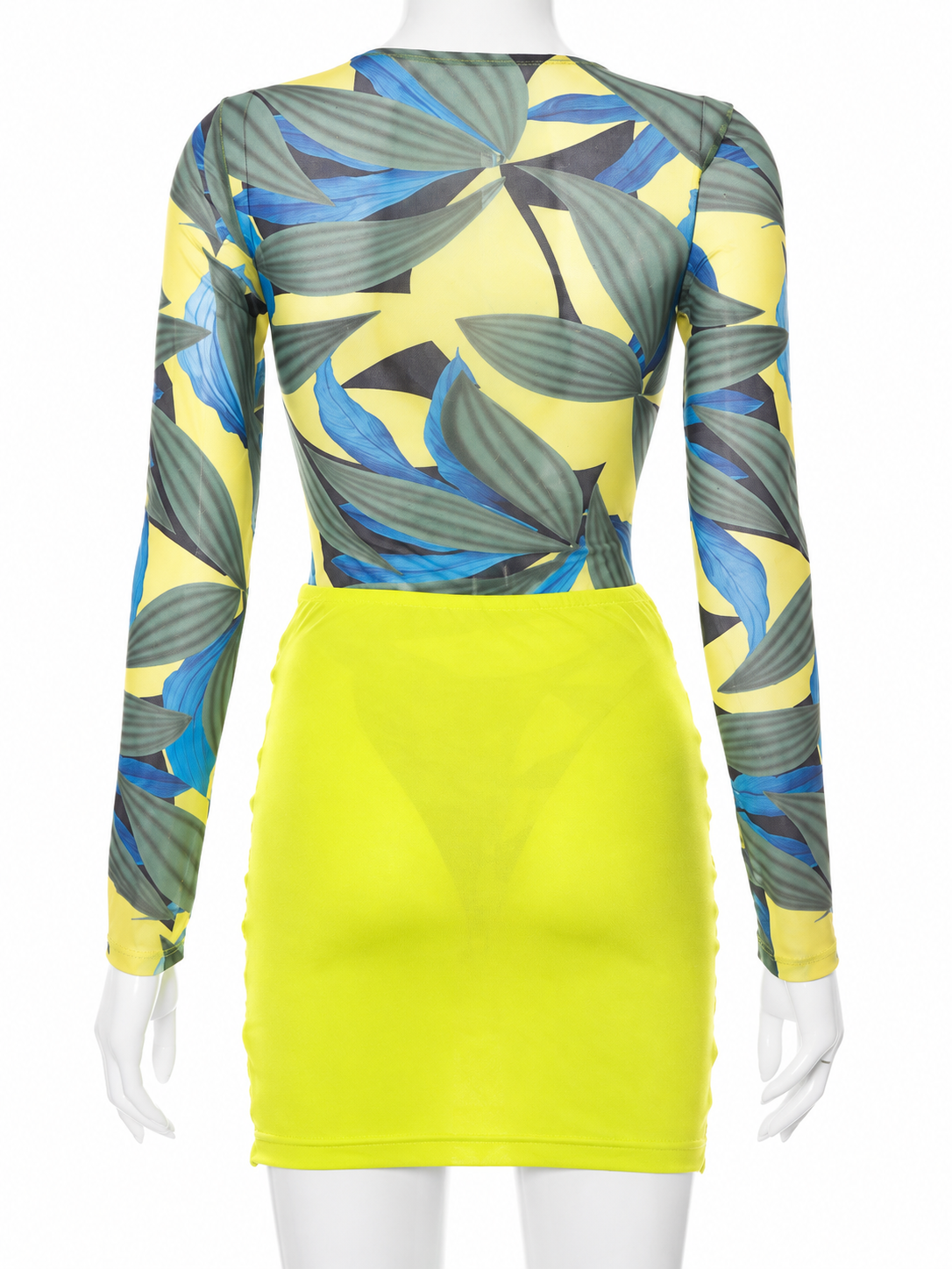 Ruched Womens Two Piece Crisscross Skirt And Top