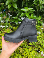Women’s Buckle Ankle Boots – Chunky Heel Winter Fashion Boots