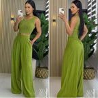 Sleeveless Wide Leg Two-Piece Set for Women