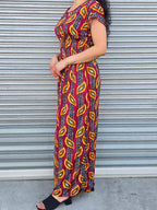 Feather pattern maxi dress