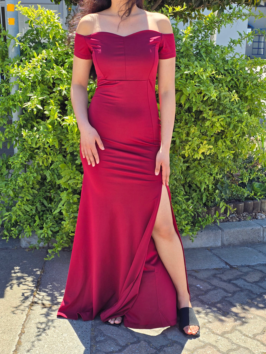 Off Shoulder Thigh Slit Maxi Mermaid Dress