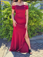 Off Shoulder Thigh Slit Maxi Mermaid Dress