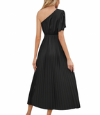 One Shoulder Short Sleeve Maxi Dress without Belt