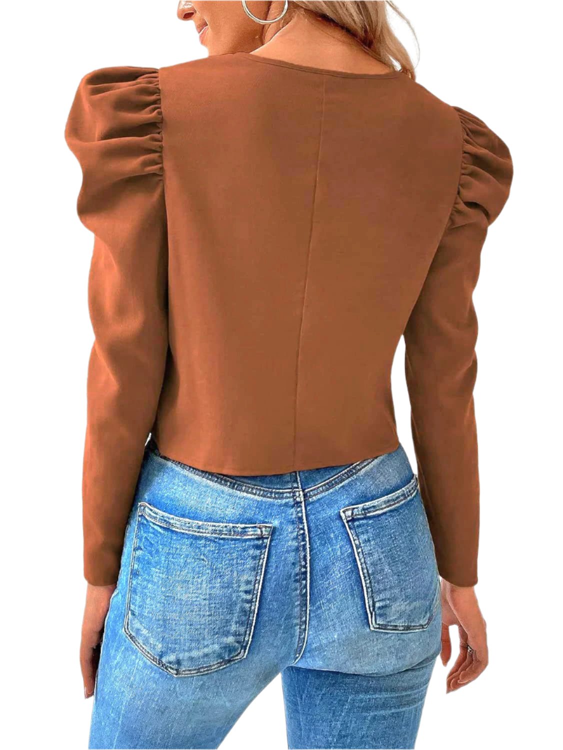 Puff Sleeve Zip-Up Jacket – Chic & Modern