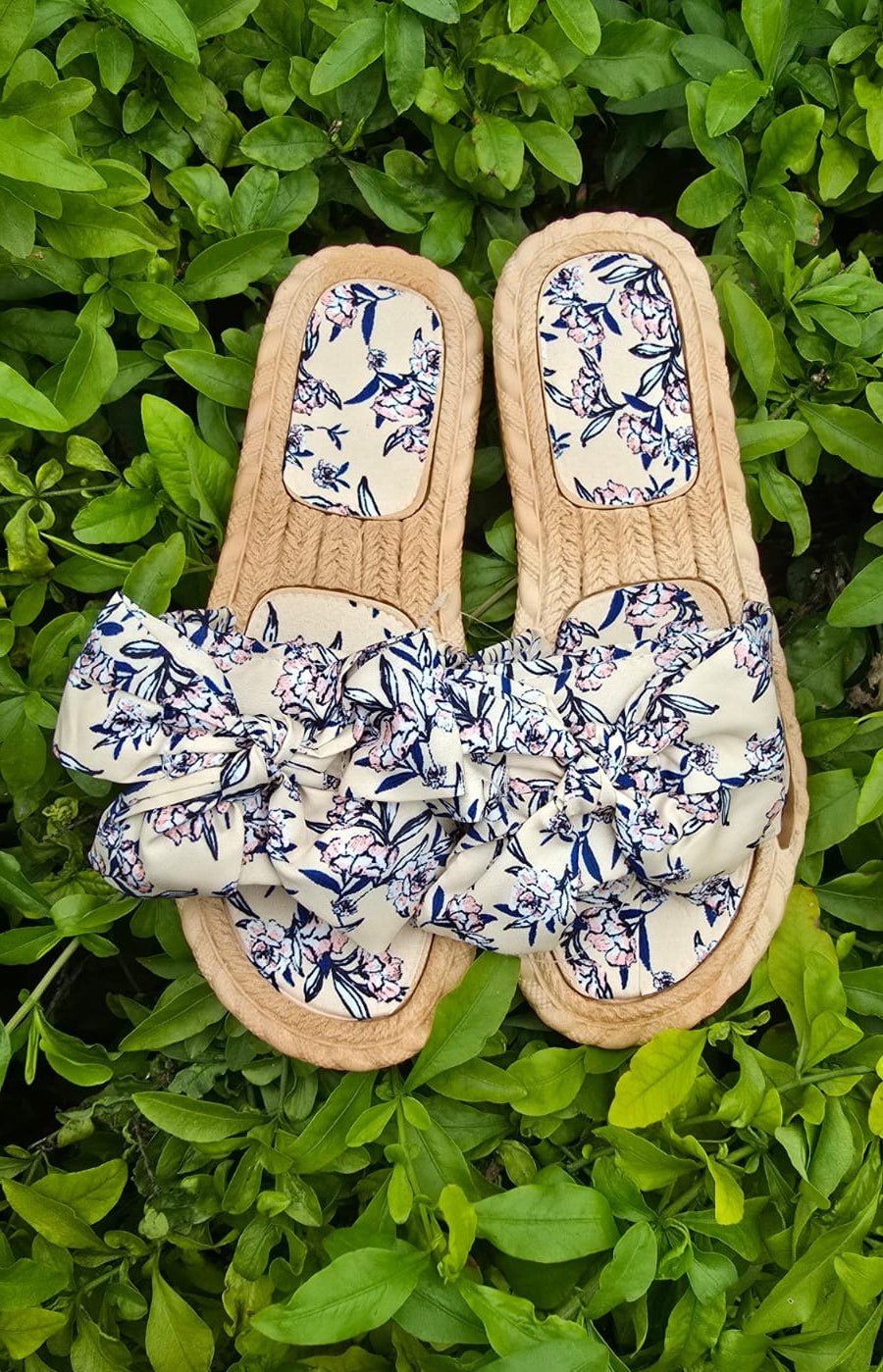Floral Bow Slip-On Sandals – Casual Summer Flats