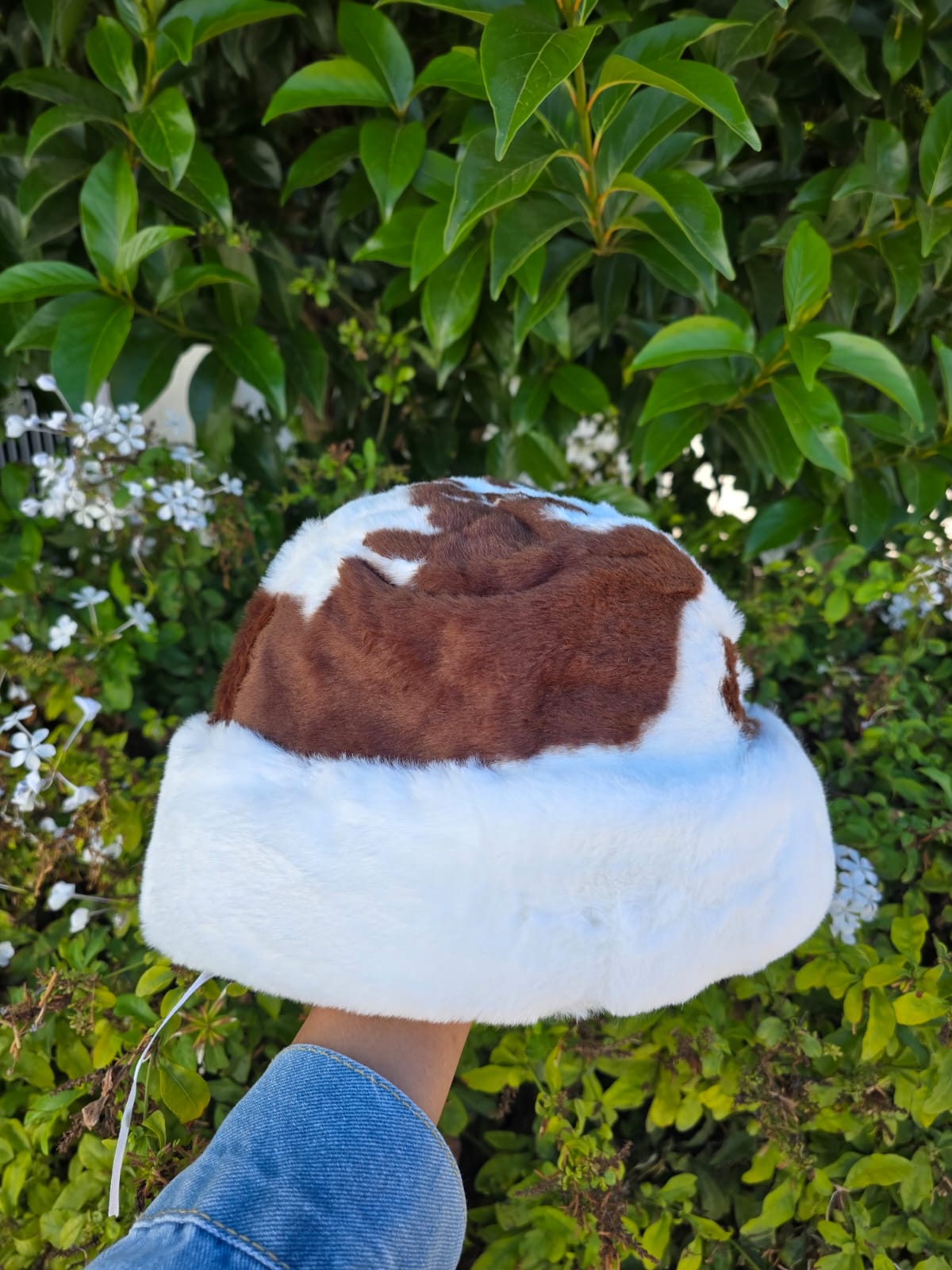 Cow Print Faux Fur Bucket Hat