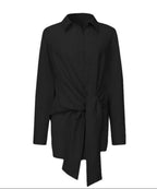 Effortless Style Tie-Waist Shirt Blouse