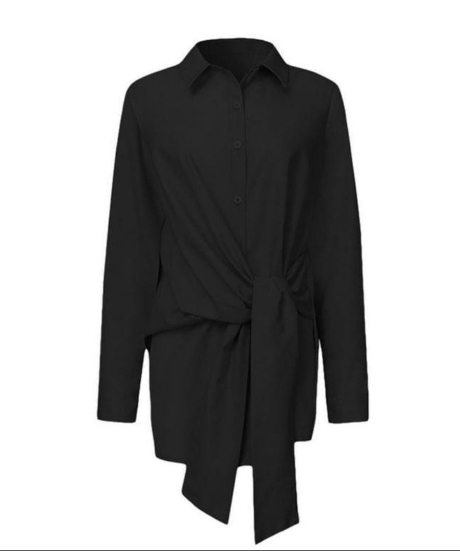 Effortless Style Tie-Waist Shirt Blouse