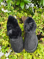 Women’s Black Fur Slip-On Winter Shoes – Warm Platform Casual Slippers