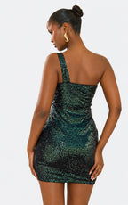 Sequin One-Shoulder Bodycon Mini Dress