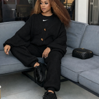 Knitted Loose Cardigan Elastic Waist Pant Two Piece Set