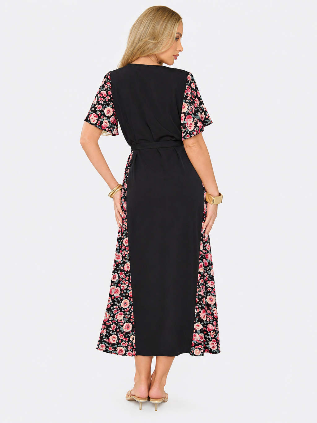 Panelled Floral Curve Maxi Dress