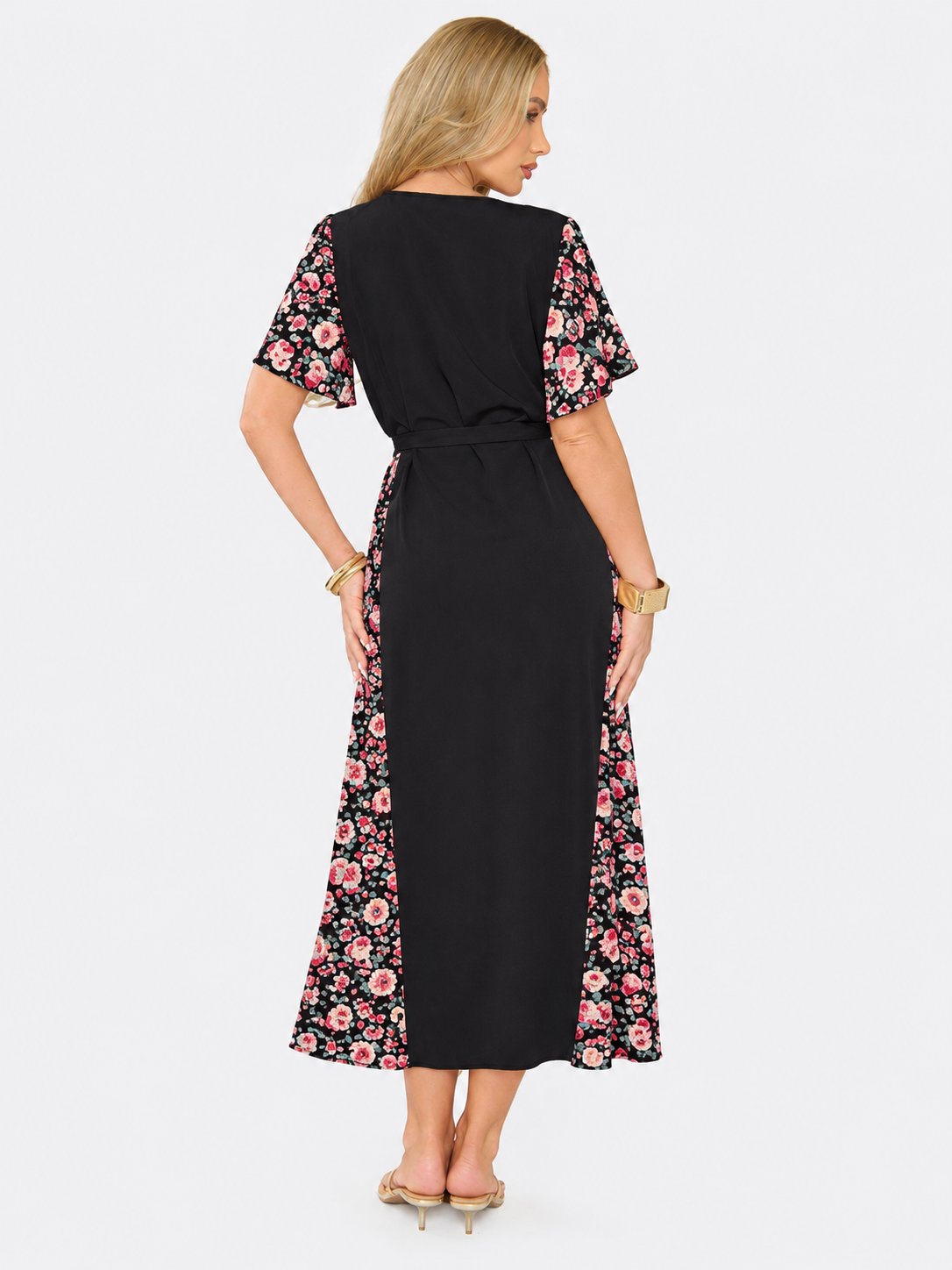 Panelled Floral Curve Maxi Dress