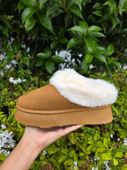 Women’s Faux Fur Platform Slippers – Cozy Winter Slip-On Shoes