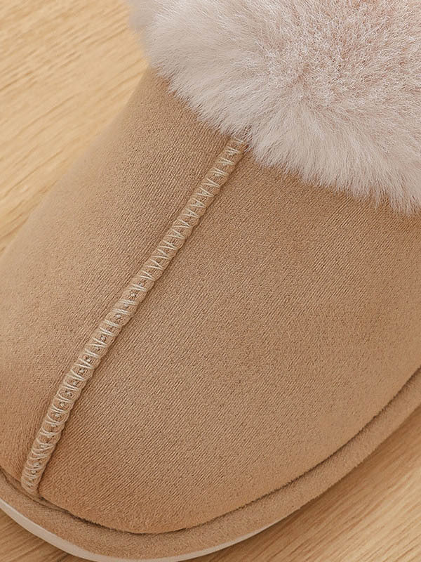 Faux Fur Trim Slippers – Ultra Soft Cozy Slip-On Shoes