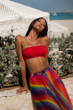 Rainbow Mesh Three-Piece Bikini Set