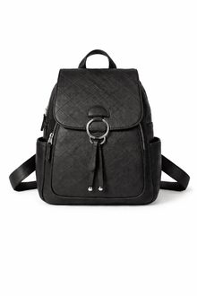 Classic Ring Detail PU Leather Backpack 8B055#