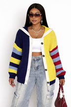 Women’s Hooded Button Knit Cardigan – Casual Oversized Streetwear Sweater