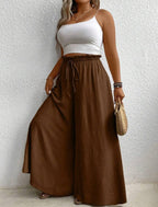 Wide Leg Curve Drawstring Pants