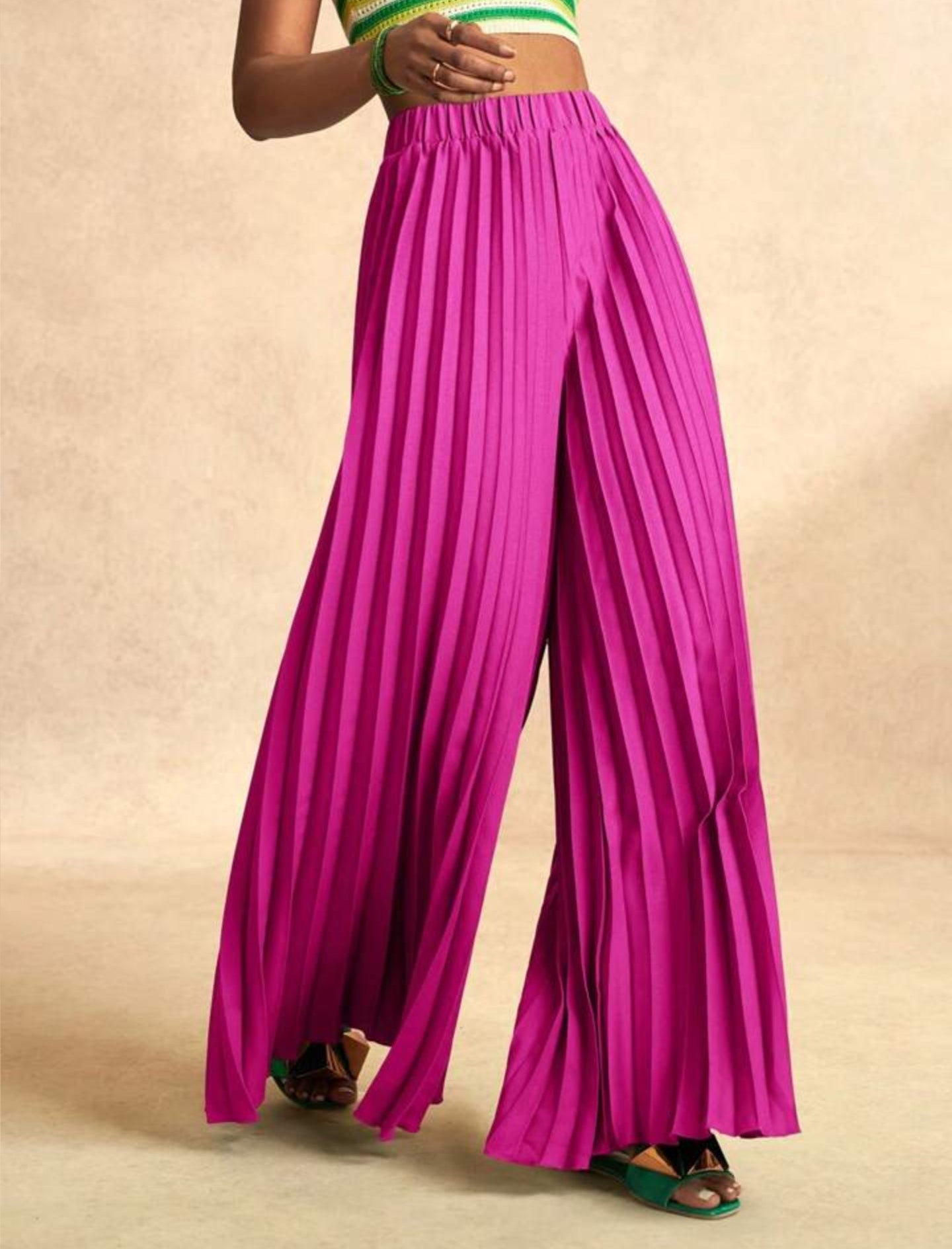 High Waist Pleated Wide Leg Pant