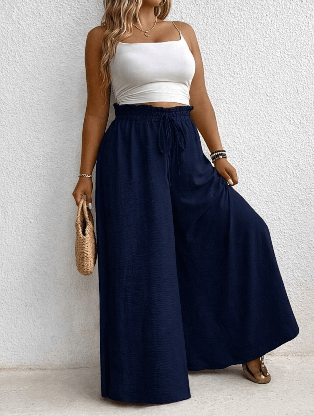 Wide Leg Curve Drawstring Pants