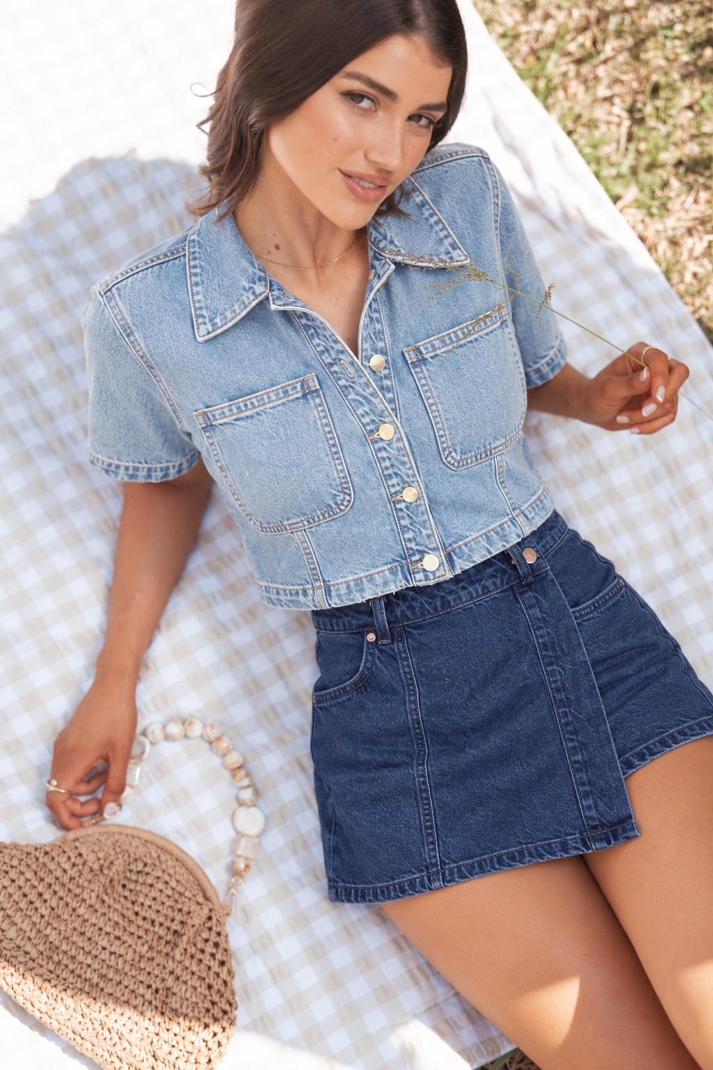 Vega Flap-Pocket Denim Skort