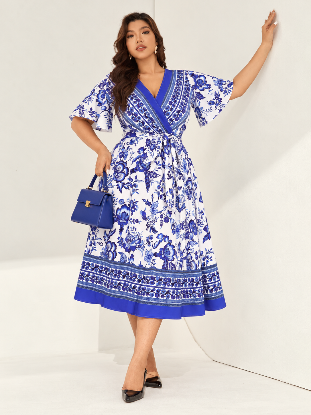 Botanical Border-Print Midi Dress