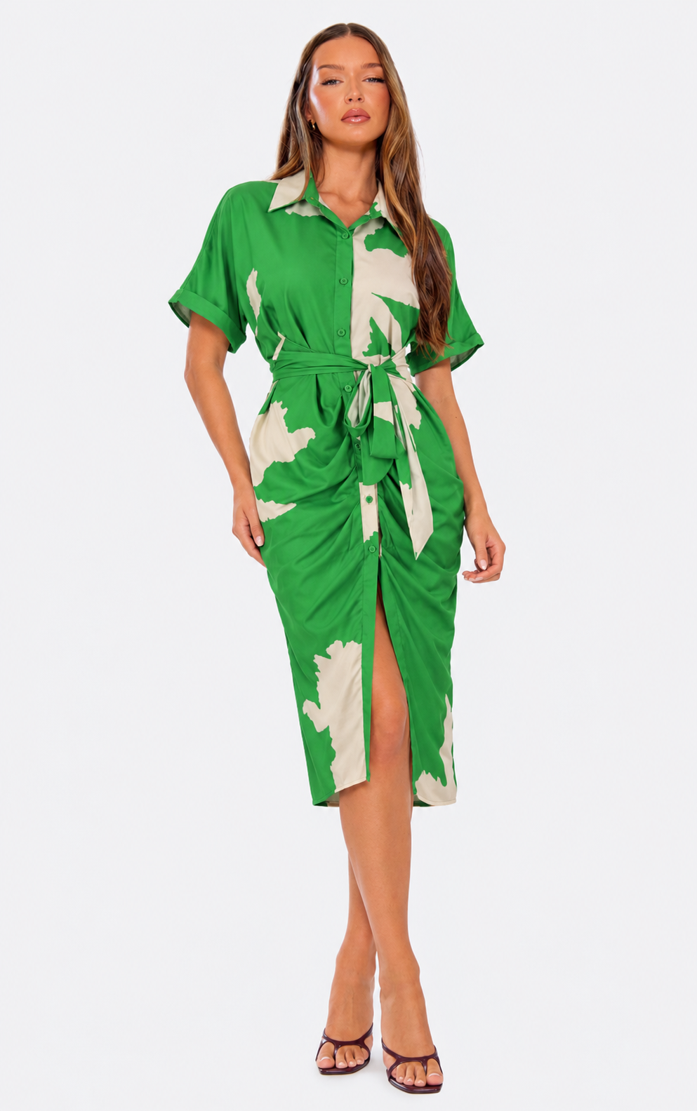 Artisan Print Self-Belt Dress