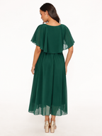Flowing Angel Sleeve Chiffon Maxi Dress