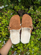 Women’s Buckle Fur Lined Slippers – Cozy Winter Slip-On Clogs