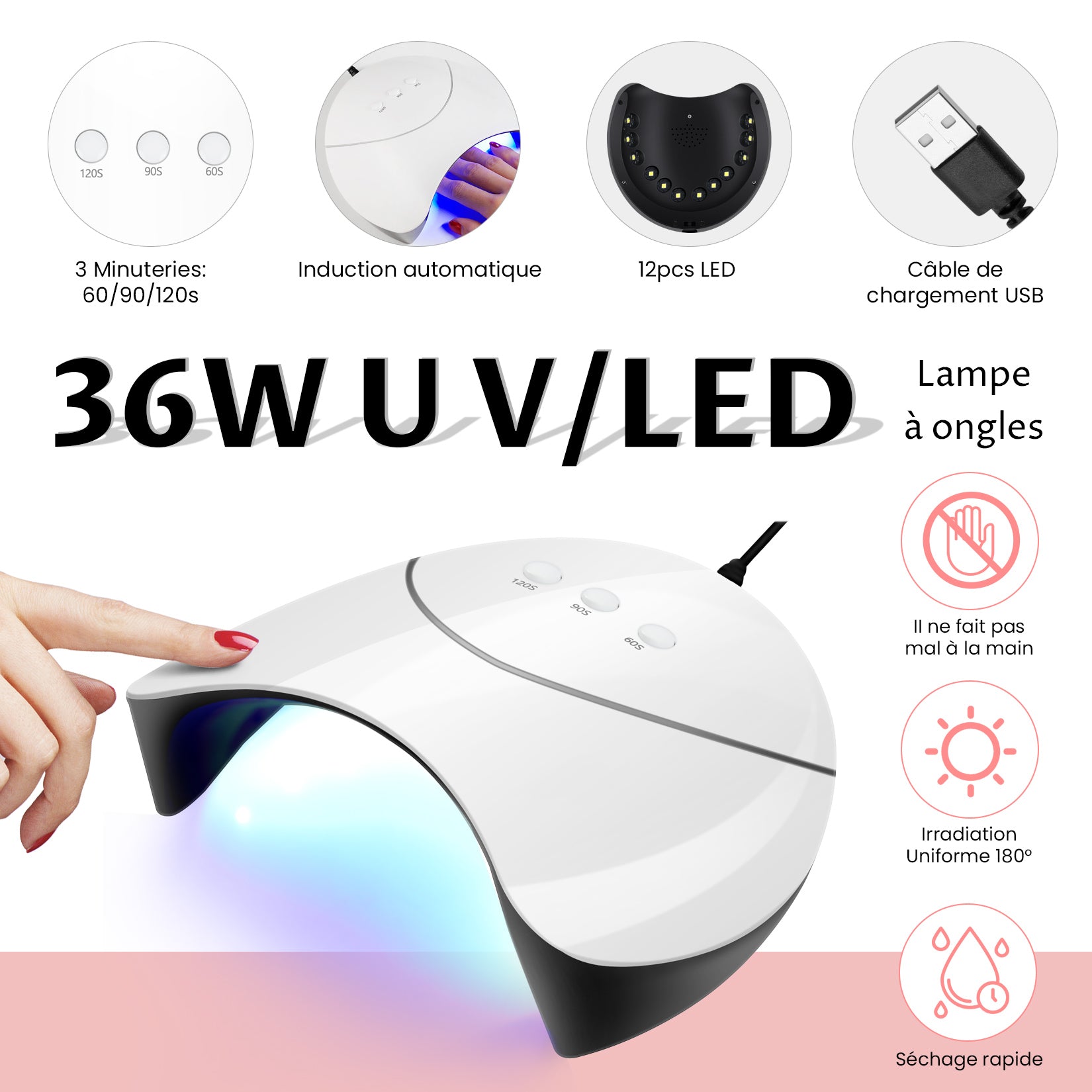 SUN Z3 36W UV LED Nail Lamp – Compact Gel Polish Curing Dryer