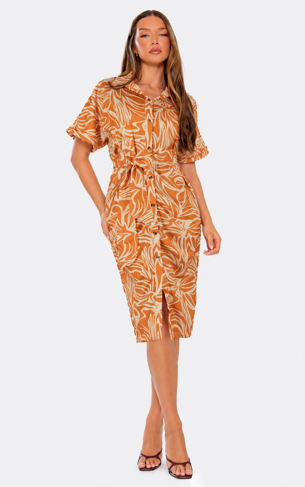 Artisan Print Self-Belt Dress