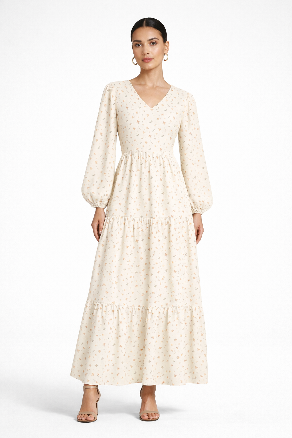 Floral Long Sleeve Tiered Maxi Dress – Elegant Feminine Style