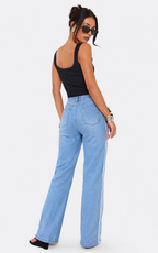 Linea Striped Wide-Leg Jeans DYQ 372