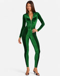 Chic Velvet Zip Up Long Sleeve Catsuit