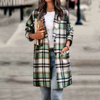 Plaid Wool Blend Coat – Classic Tailored Long Winter Jacket