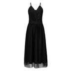 Pleated Mesh Evening Maxi Dress