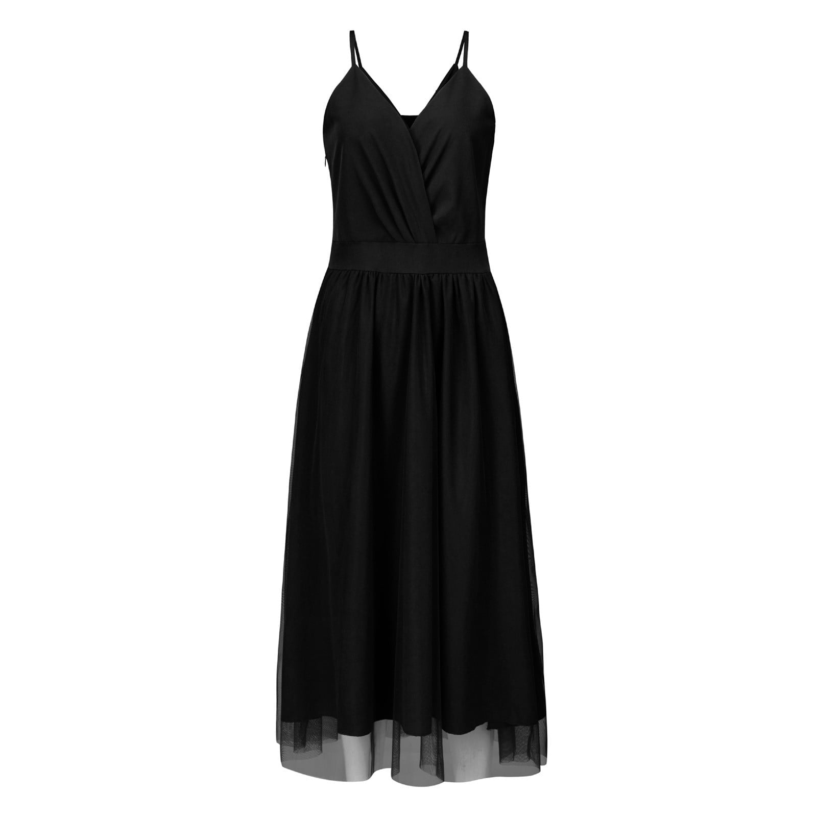 Pleated Mesh Evening Maxi Dress