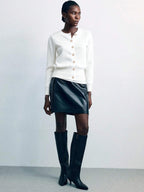 classic Metal Button Decorated Knit Cardigan