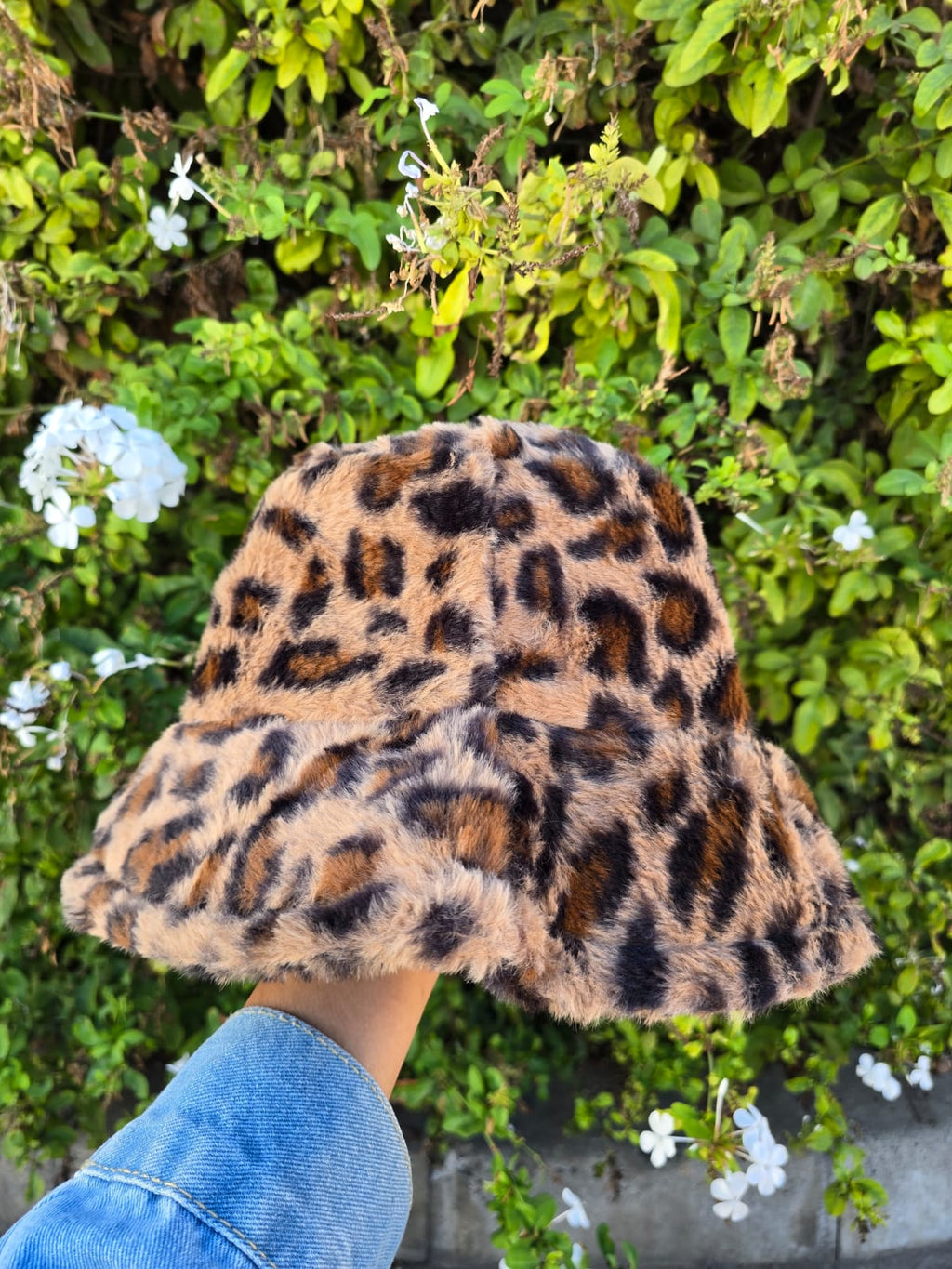 Leopard Print Plush Bucket Hat