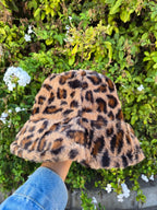 Leopard Print Plush Bucket Hat