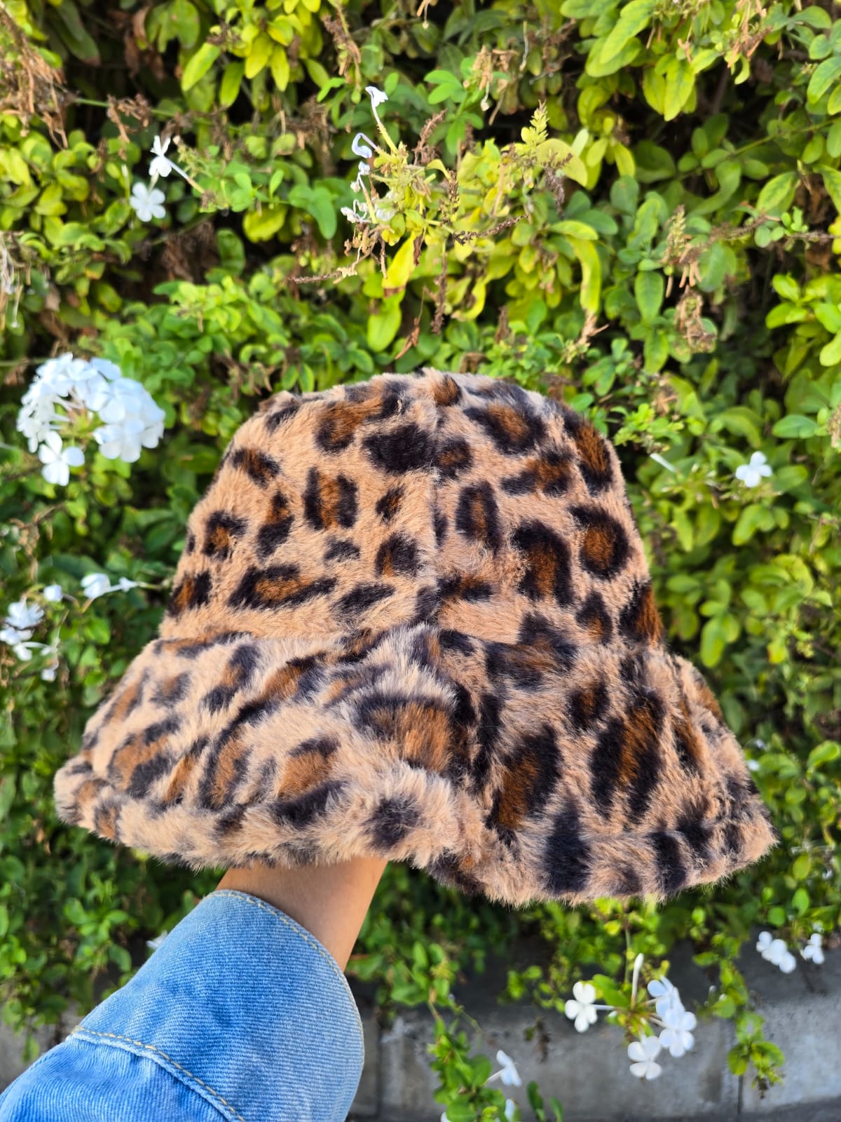 Leopard Print Plush Bucket Hat