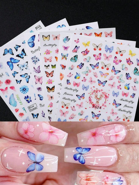 Premium Butterfly & Flower Nail Art Stickers | Unique Designs for Stunning Nails