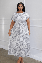 Floral Pleated Belted Midi Dress